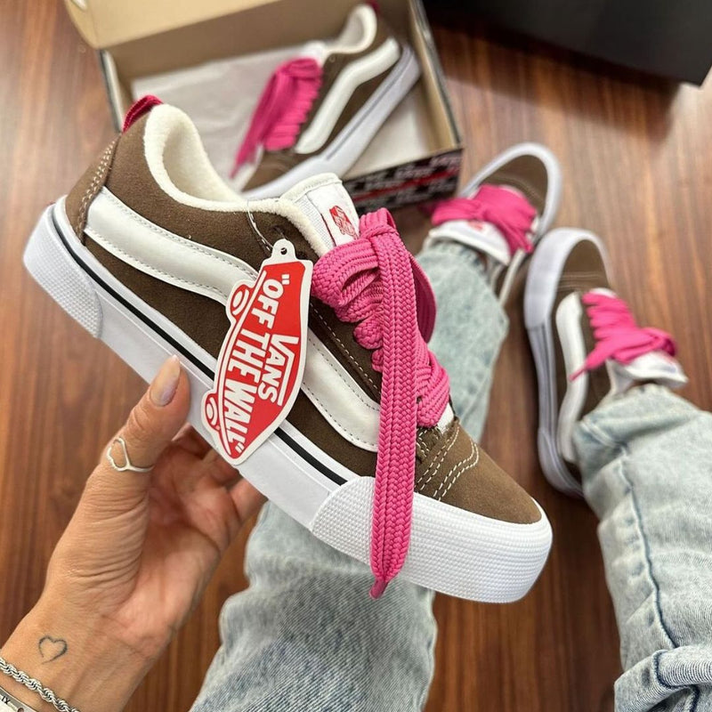 Tênis Vans KNU Marrom/Branco/Rosa - Premium