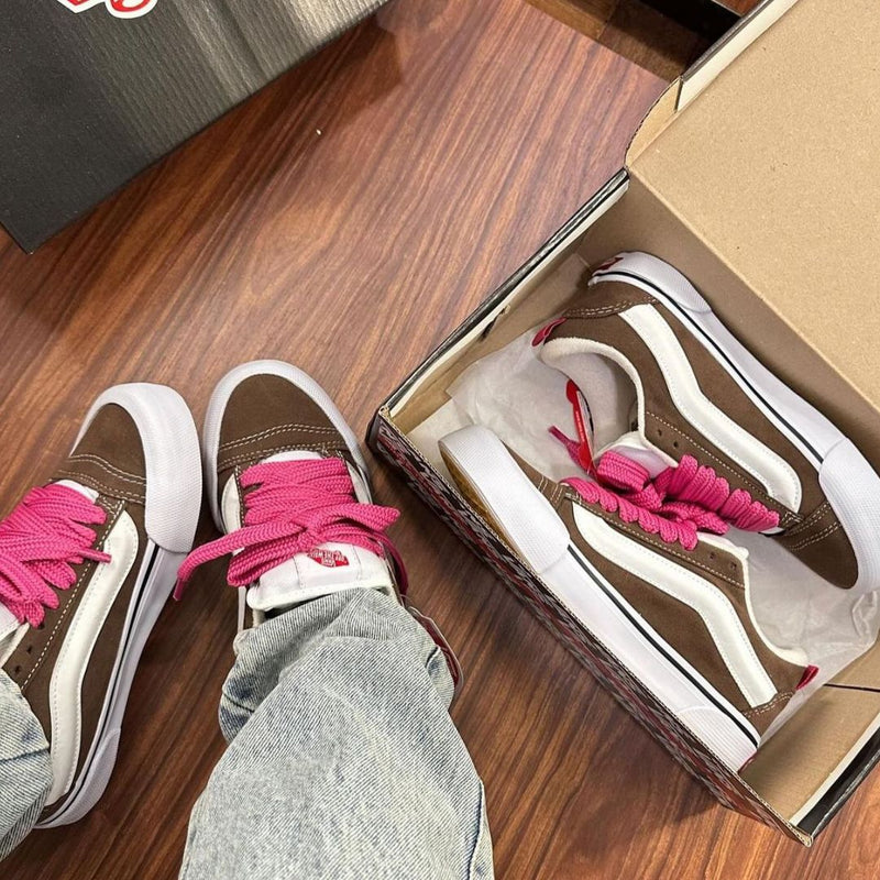 Tênis Vans KNU Marrom/Branco/Rosa - Premium