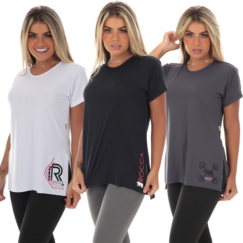 Kit 3 Camisetas Fitness Tapa Bumbum