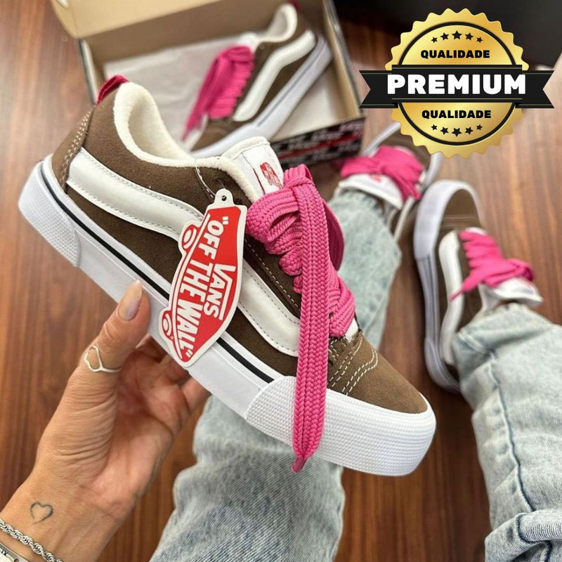 Tênis Vans KNU Marrom/Branco/Rosa - Premium